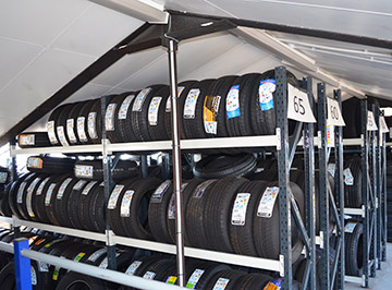 Rack of Replacement tyres